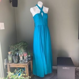 Y2k Turquoise Halter Maxi Dress